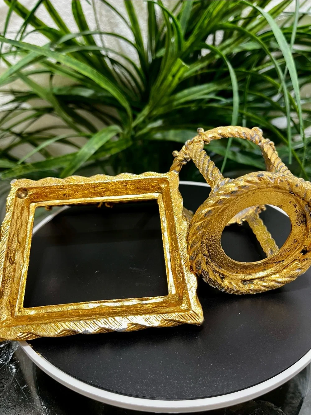 Vintage MCM Hollywood Regency Rope Braid Design Soap Dish and Glass Holder Set